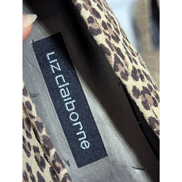 Liz Claiborne Girl's Black & Tan Leopard Print Fabric Flats Shoe Size 5.5M - Picture 6 of 8